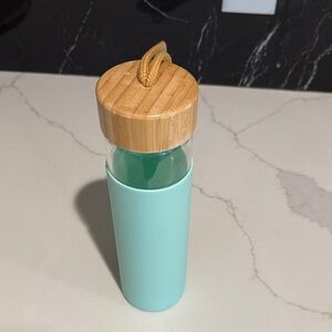 Aqua Glass Water Bottle with Bamboo Lid